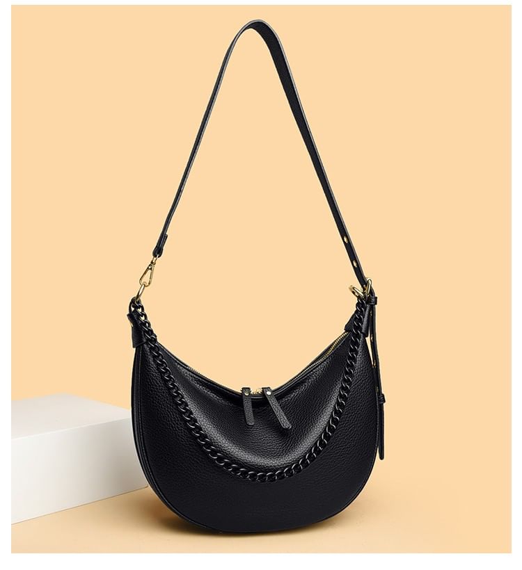 Genuine Leather Hobo Crossbody Bag