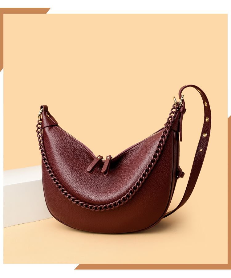 Genuine Leather Hobo Crossbody Bag