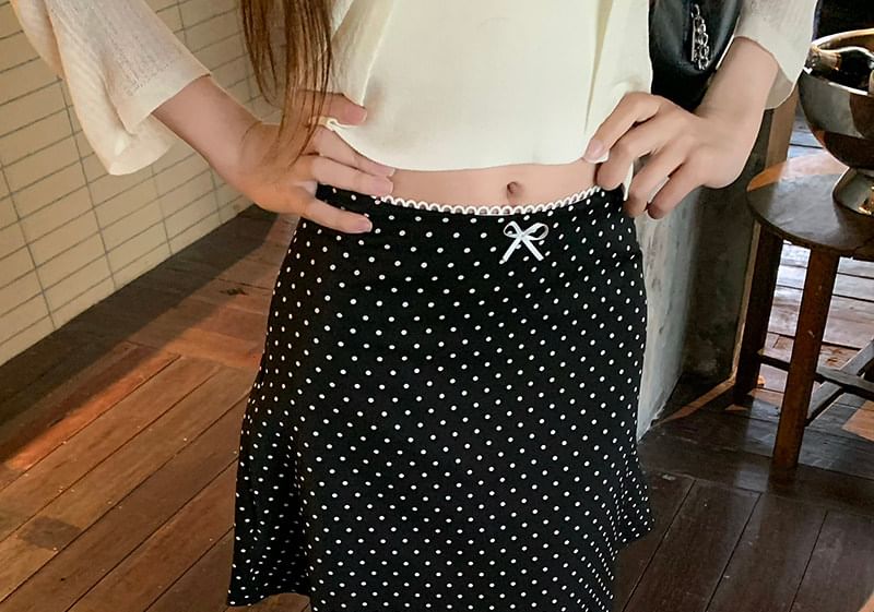 Mid Rise Dotted Mini A-Line Skirt