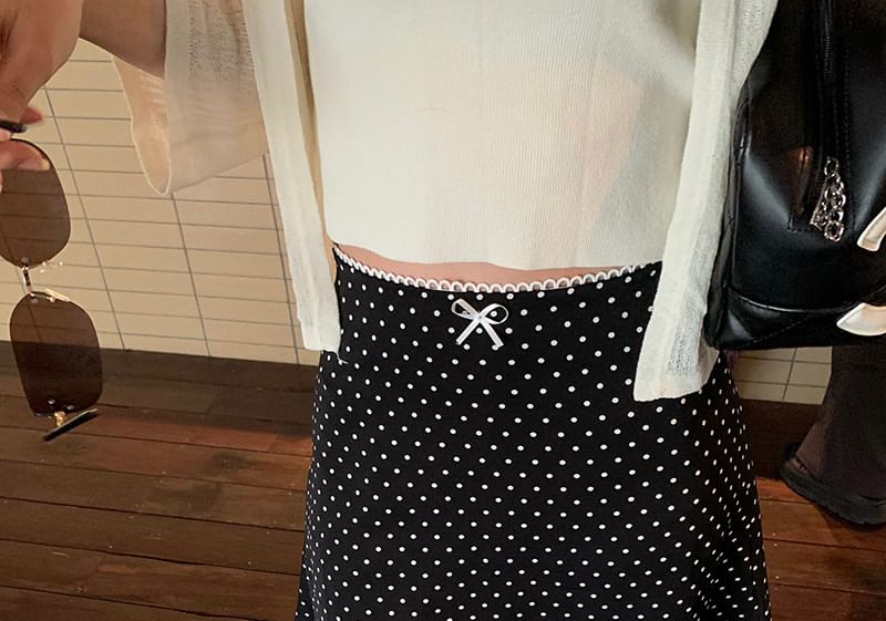 Mid Rise Dotted Mini A-Line Skirt