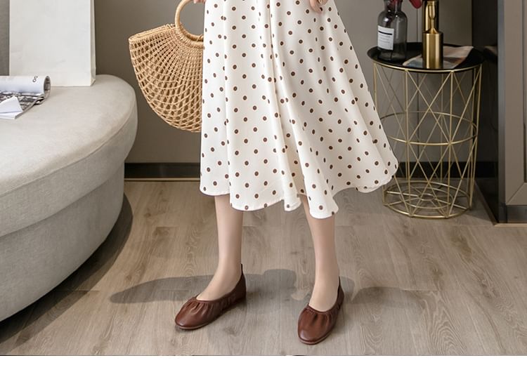 High Waist Polka Dot Midi A-Line Skirt