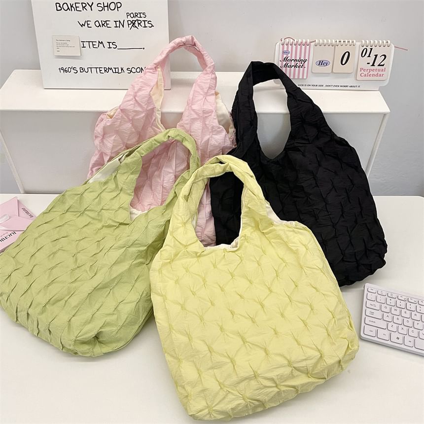 Plain Ruched Shopper Bag