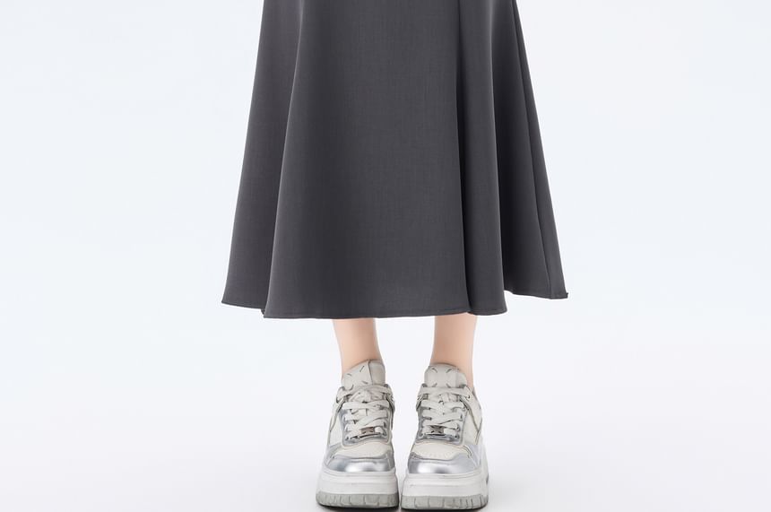 High Waist Plain Slit Midi Mermaid Skirt