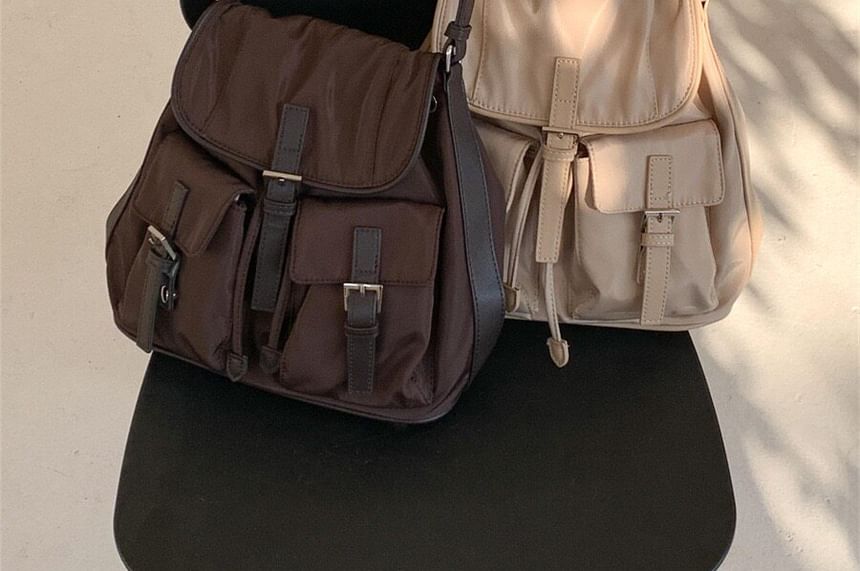Flap Pocket Nylon Shoulder Bag