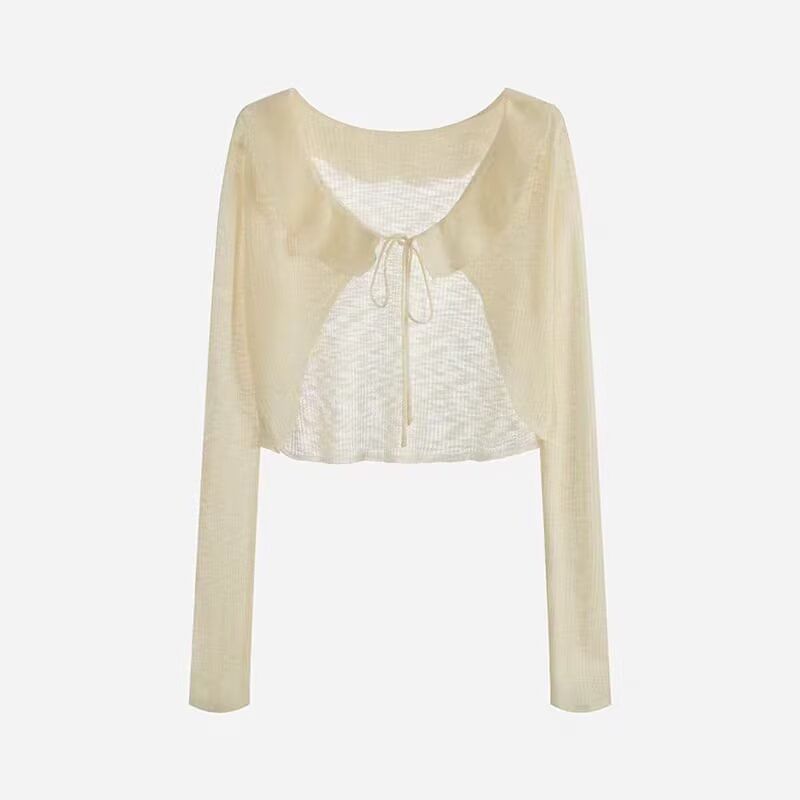 V-Neck Plain Ruffle Ribbed Tie Front Cardigan