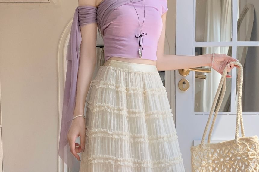 High Waist Sheer Maxi A-Line Skirt