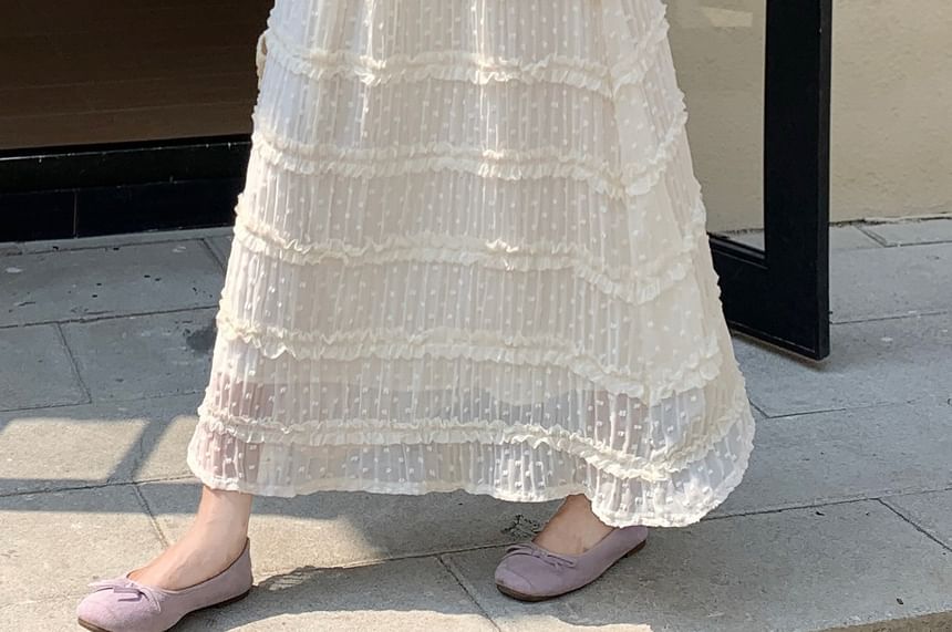 High Waist Sheer Maxi A-Line Skirt