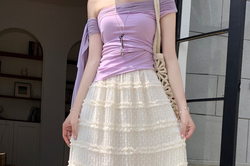 High Waist Sheer Maxi A-Line Skirt