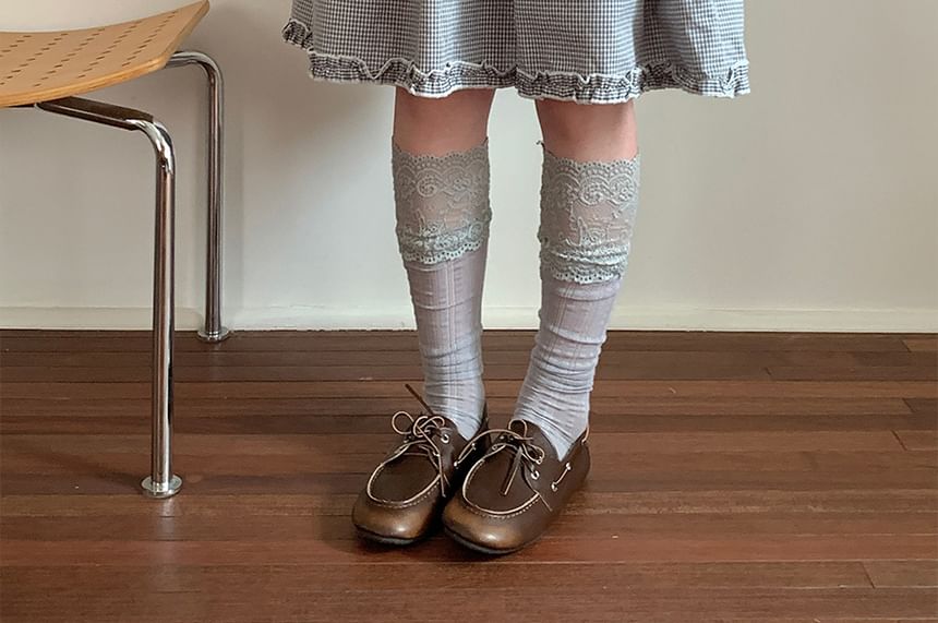 High Waist Plaid Ruffle Trim A-Line Skirt
