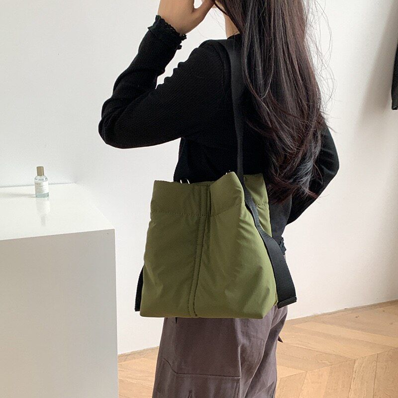 Plain Nylon Bucket Bag