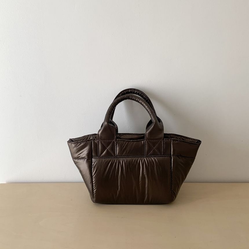 Plain Puffed Fabric Handbag