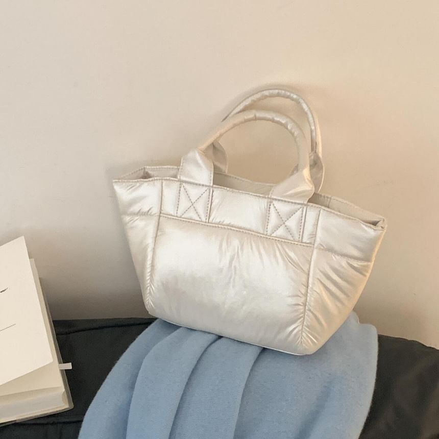 Plain Puffed Fabric Handbag