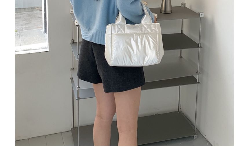 Plain Puffed Fabric Handbag