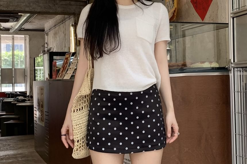 High Waist Polka Dot Mini Pencil Skirt