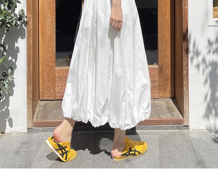 High Waist Plain Midi Skirt