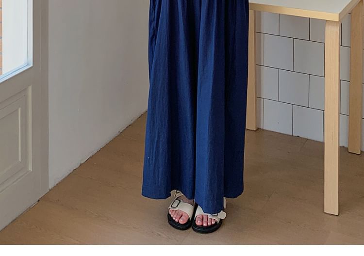 Maternity Ruffle Top with Square Neck and Wide Leg Pants