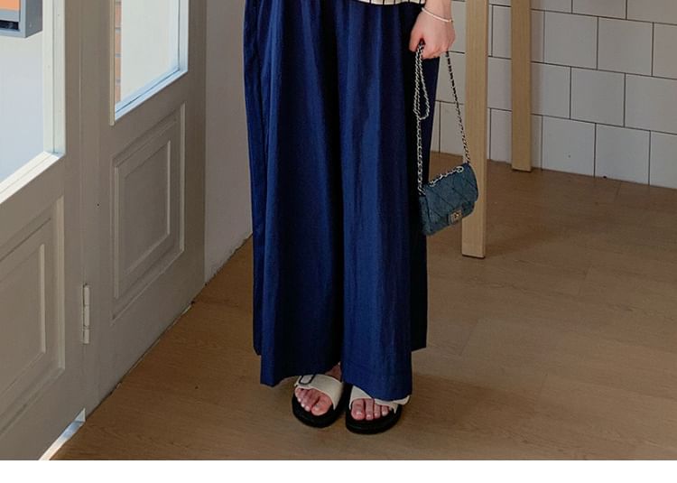 Maternity Ruffle Top with Square Neck and Wide Leg Pants