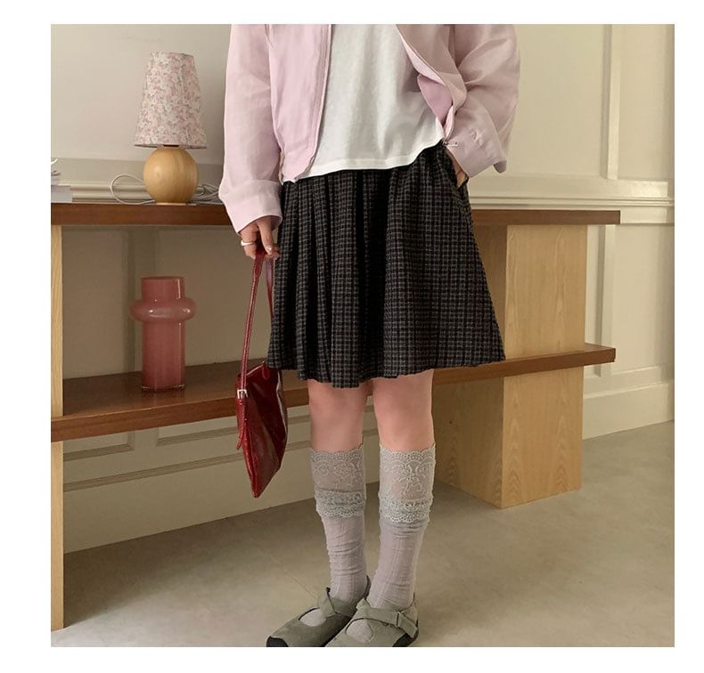 Mid Rise Plaid Mini A-Line Skirt