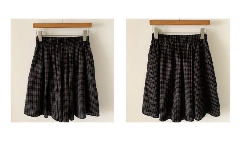 Mid Rise Plaid Mini A-Line Skirt