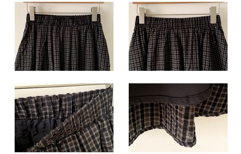 Mid Rise Plaid Mini A-Line Skirt