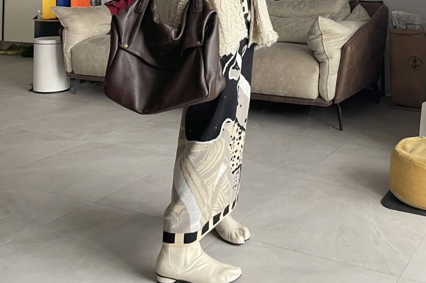 Oversized Faux Leather Flap Shoulder Bag