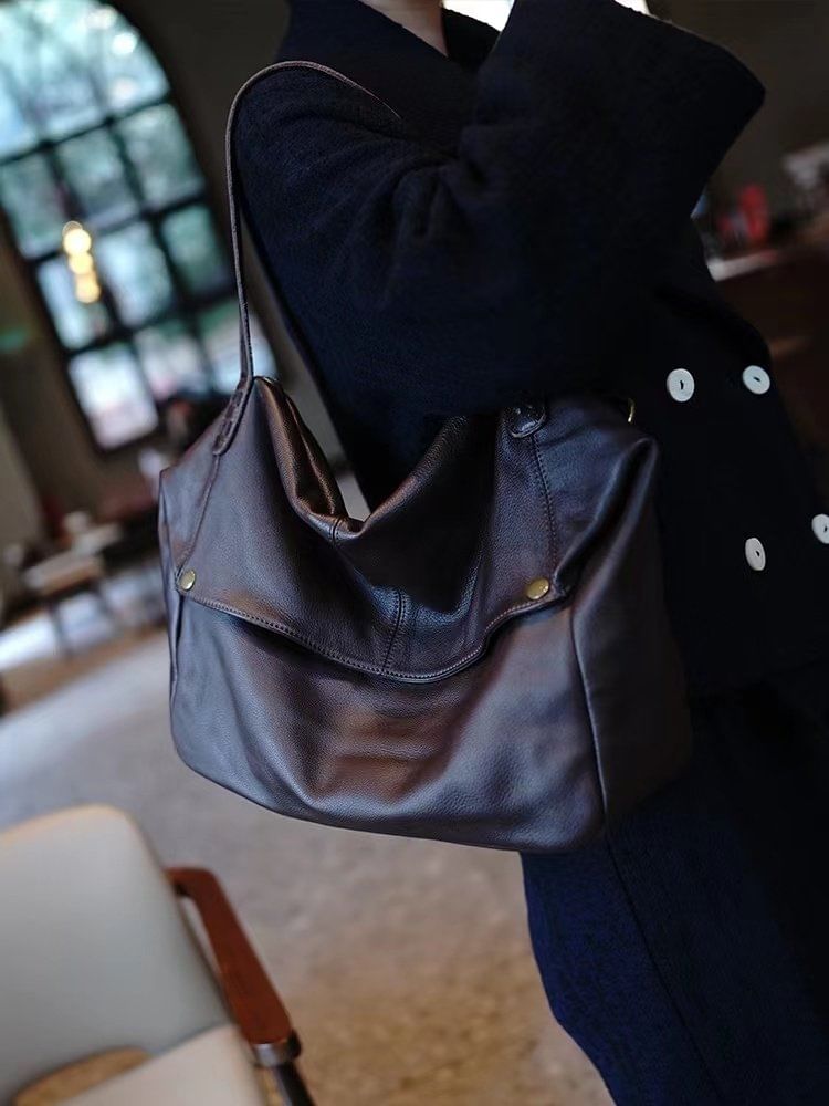Oversized Faux Leather Flap Shoulder Bag