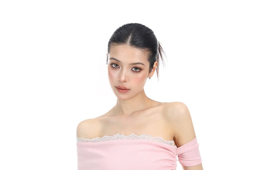 Off Shoulder Lace Trim Sleeveless Top