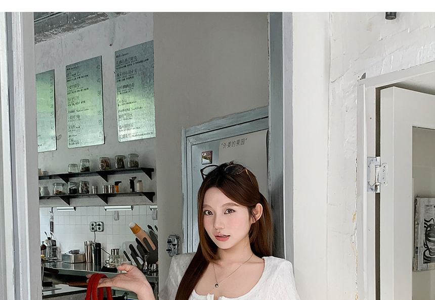 Cable Knit Crop Sweater with Scoop Neck