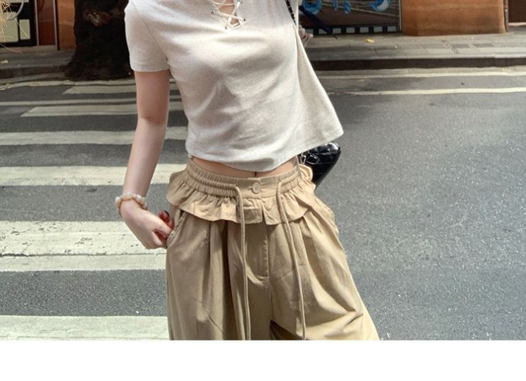 Notch Neck Fitted Crop Tee
