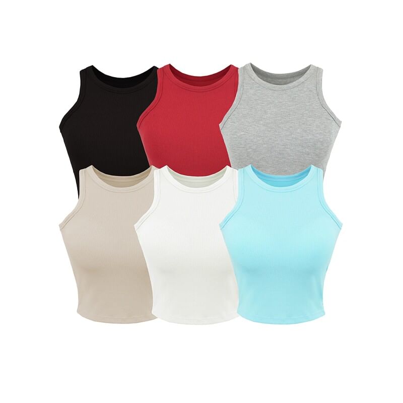 Plain Round Neck Cropped Tank