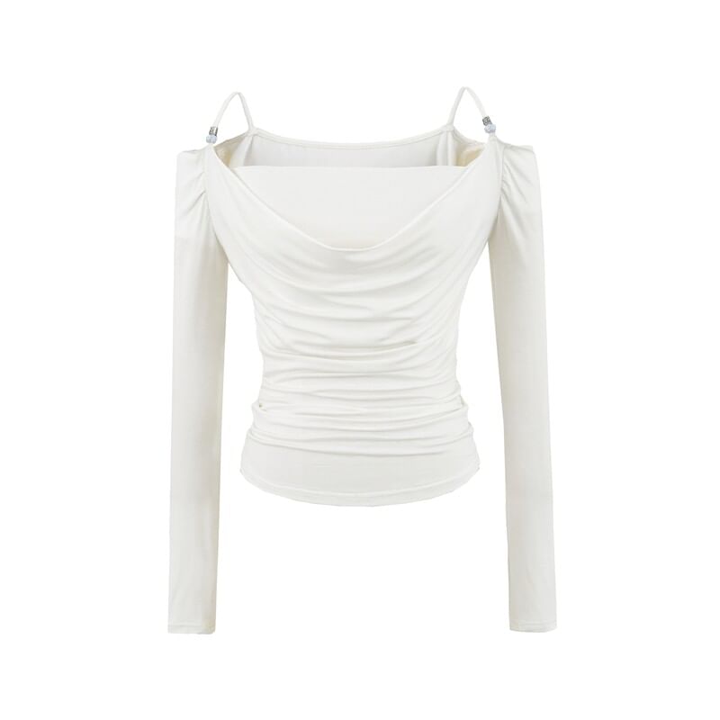Ruched Cold Shoulder Top Set with Crop Tube