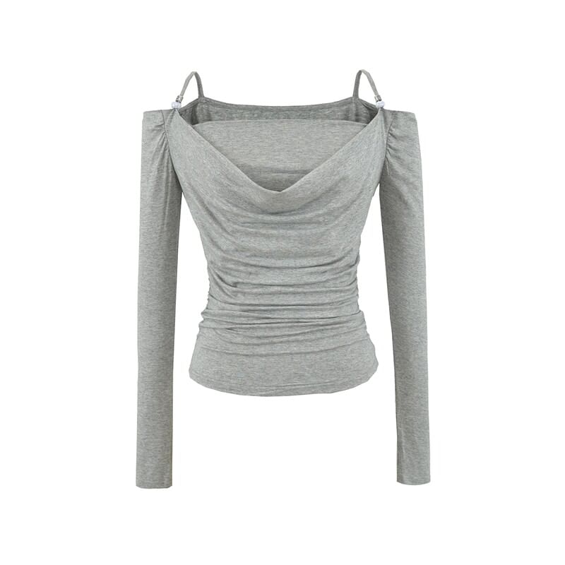 Ruched Cold Shoulder Top Set with Crop Tube