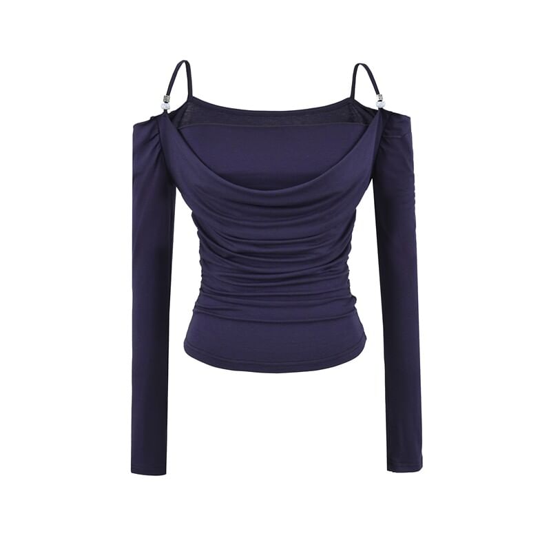 Ruched Cold Shoulder Top Set with Crop Tube