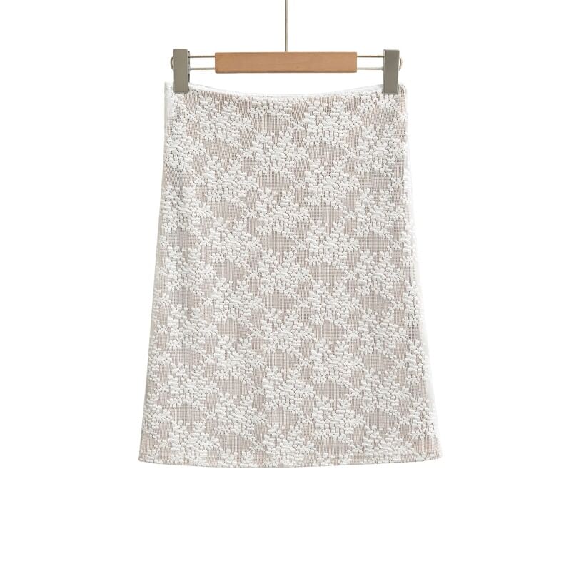 High Waist Lace Overlay Midi Pencil Skirt