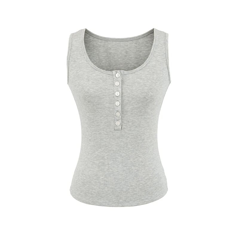 Plain Henley Tank Top