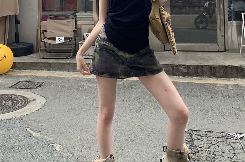 Studded Tank & Camo Pencil Skirt Set