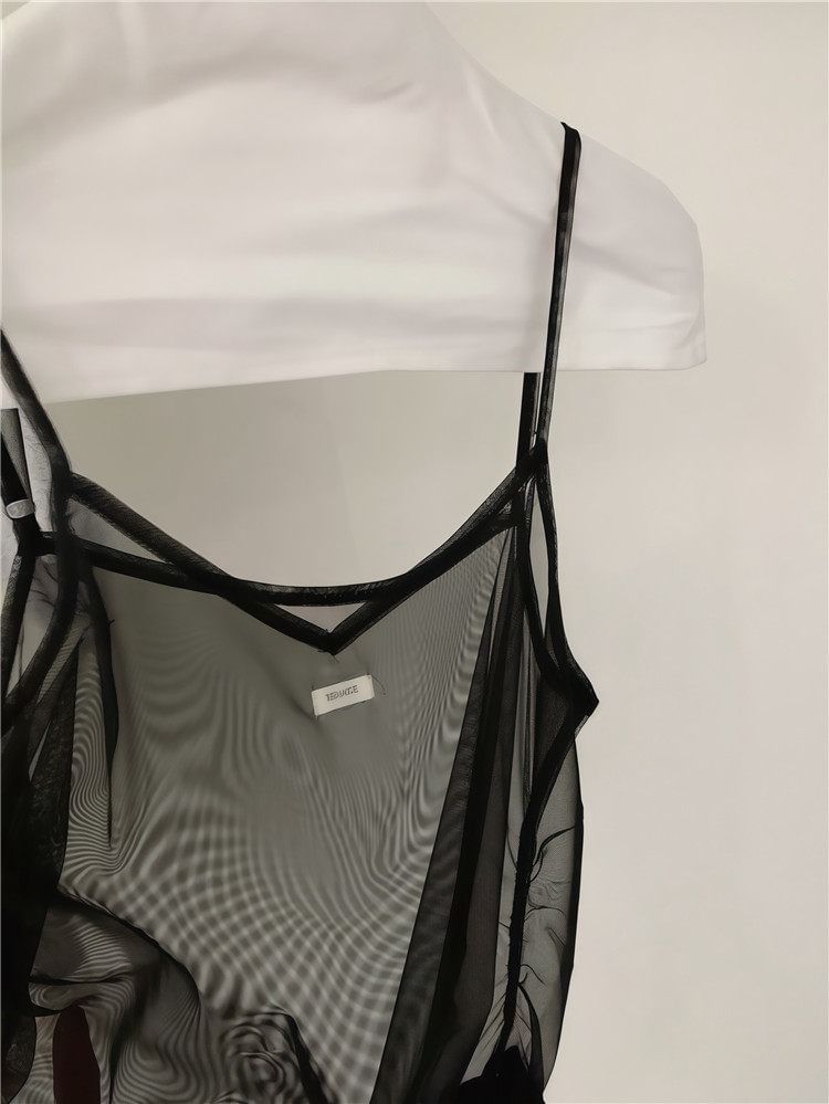 Duo Set: Crew Neck Short-Sleeve Tee + V-Neck Lace Camisole