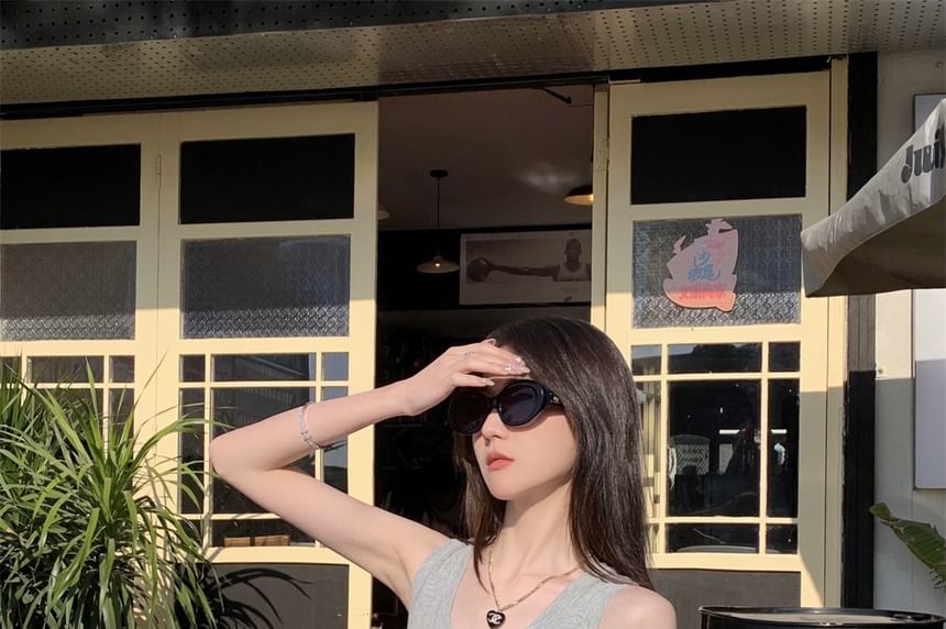Ribbed Crop Tank with Scoop Neckline