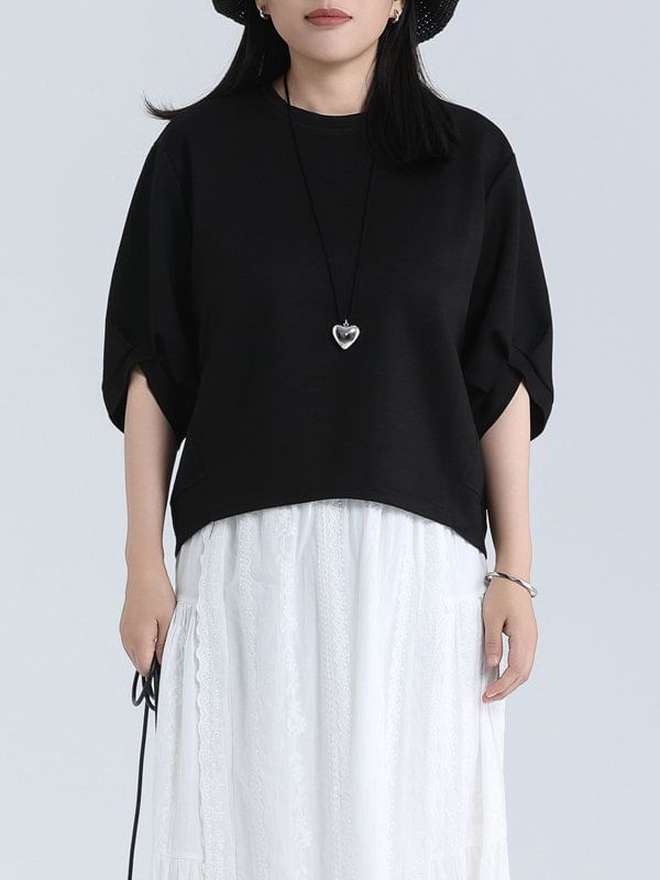 Classic Crew Neck Tee with Elbow Sleeves