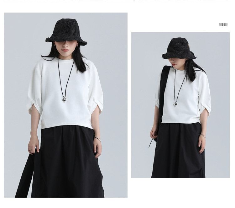 Classic Crew Neck Tee with Elbow Sleeves