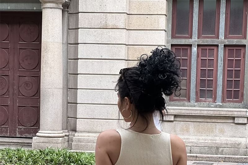 Asymmetric Neck Knit Tank with Slit