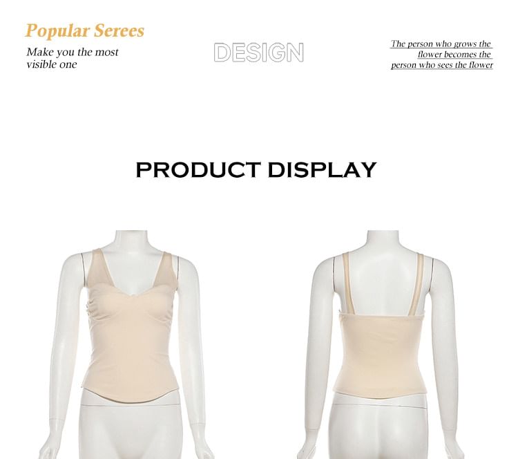Mesh Panel Tank with V-Neck and Plain Finish