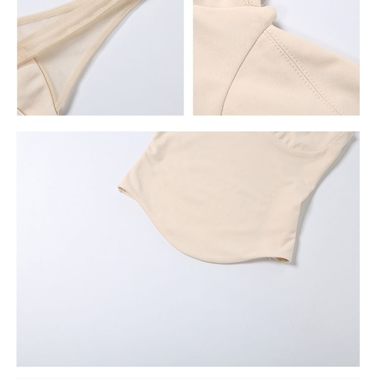 Mesh Panel Tank with V-Neck and Plain Finish