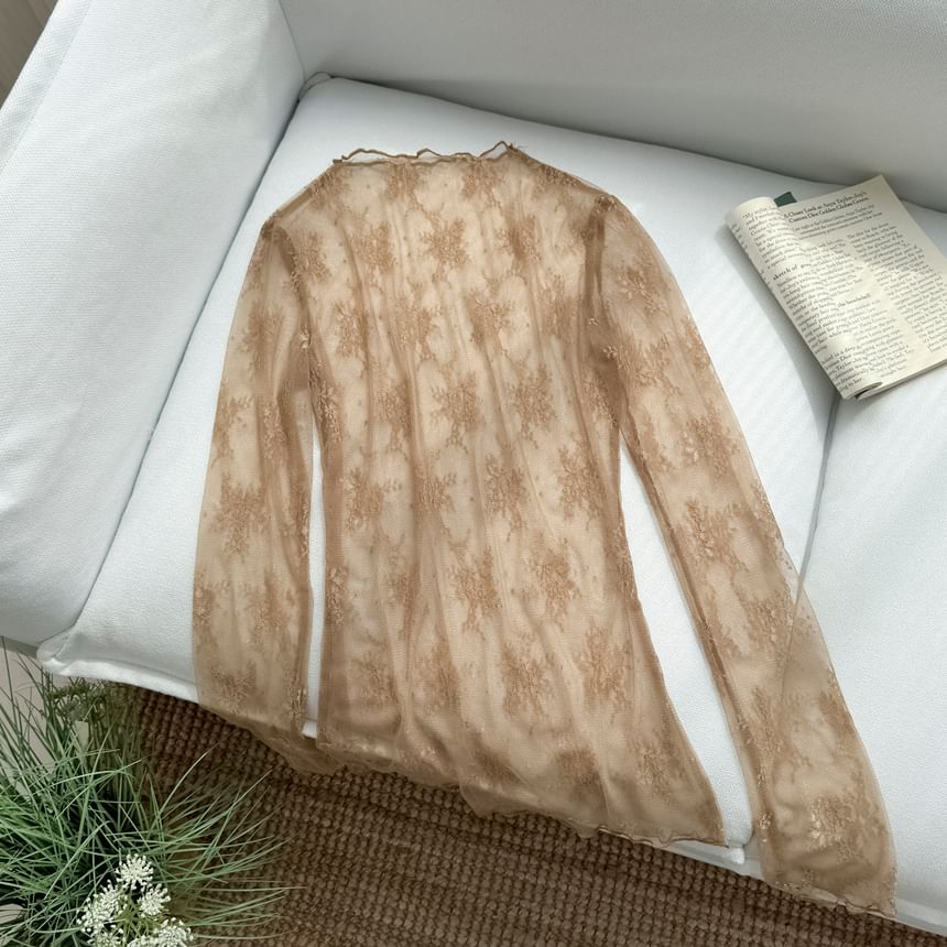 Sleeveless Mock Neck Ruffle Panel Cable Knit Maxi A-Line Dress / Long Sleeve Mock Neck Plain Lace Top