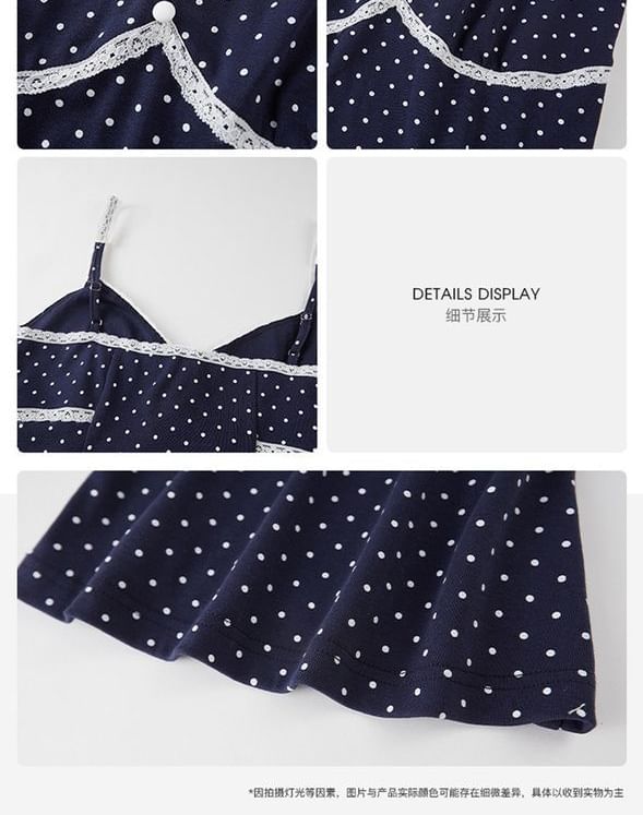 V-Neck Dotted Panel Lace Camisole Top