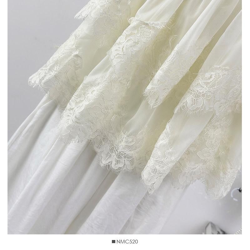 Cap-Sleeve Square Neck Lace Panel Layered Blouse