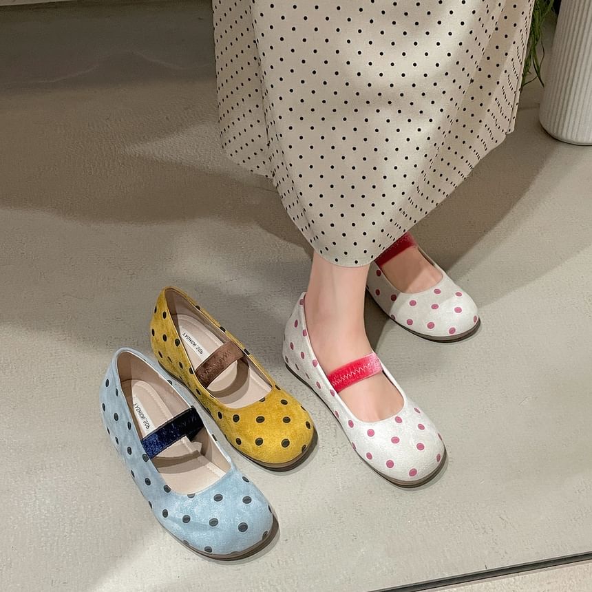 Polka Dot Faux Leather Mary Jane Hidden Wedge Pumps