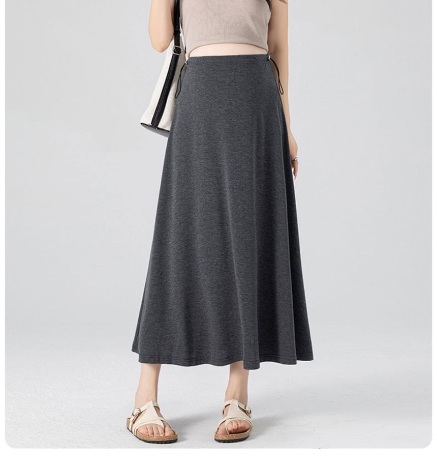 Maternity High Waist Plain Midi A-Line Skirt