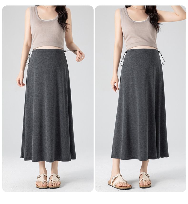 Maternity High Waist Plain Midi A-Line Skirt