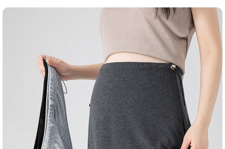 Maternity High Waist Plain Midi A-Line Skirt